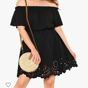 Romwe Off The Shoulder Scallop Hem Dress